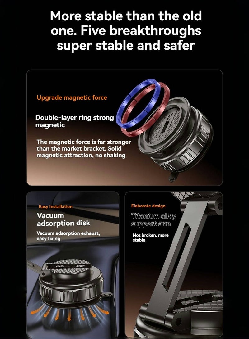 Magnetic Car Phone Holder - Super Strong Suction Cup Mount with 360° Rotation, Universal for All Smartphones, Dashboard & Windshield Mount - Image 4