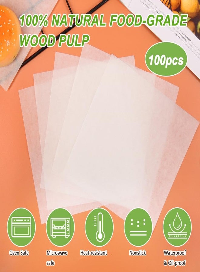 BYKITCHEN ورق زبدة غير لاصق من BYKITCHEN، مقاس 8x8 بوصة، مربعات لصينية الخبز، بطانات ورق زبدة مربعة متوافقة مع مكبس التورتيلا، صينية الخبز، المقلاة الهوائية (100 قطعة) - Image 3