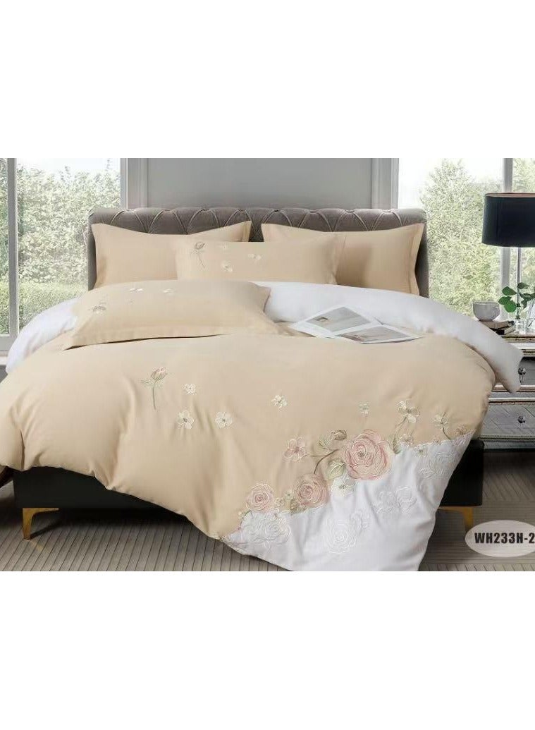 Comfy Comfy 10 Pc Exclusive Luxury Collection All Season Cotton Floral Comforter Set Cream 