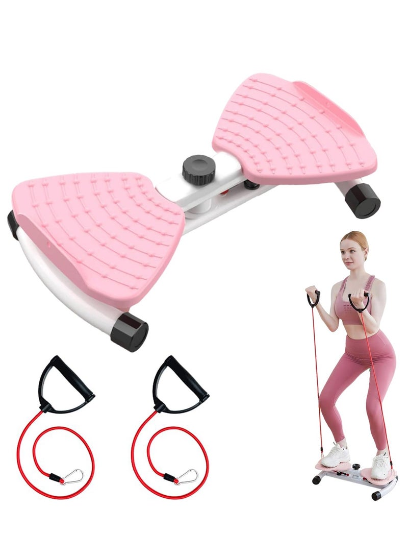 شو وو لوح لف الخصر، جهاز لف، تمرين لف البطن، لوح توازن، أداة لياقة بدنية صامتة مع أشرطة مقاومة حلقية، تدليك القدم، وتمارين أساسية لحرق دهون البطن، لون وردي - Image 1