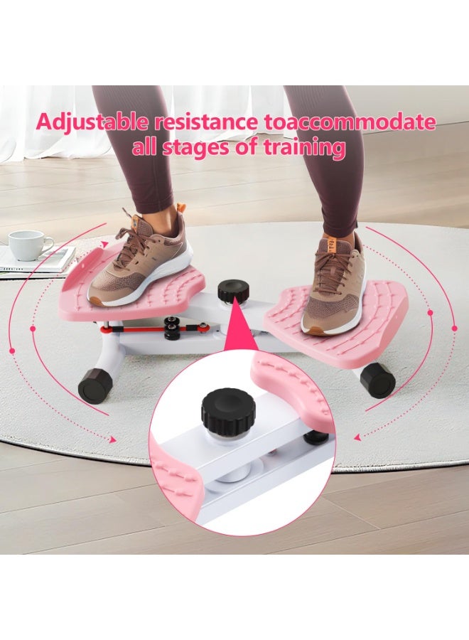 شو وو لوح لف الخصر، جهاز لف، تمرين لف البطن، لوح توازن، أداة لياقة بدنية صامتة مع أشرطة مقاومة حلقية، تدليك القدم، وتمارين أساسية لحرق دهون البطن، لون وردي - Image 3