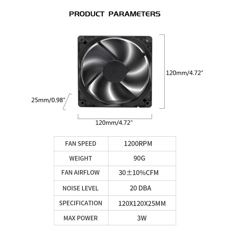 120x120x25mm 12cm PC Case Fan 12V Brushless Cooling Big 4p 4PIN 3PIN Computer Cooler - Image 5