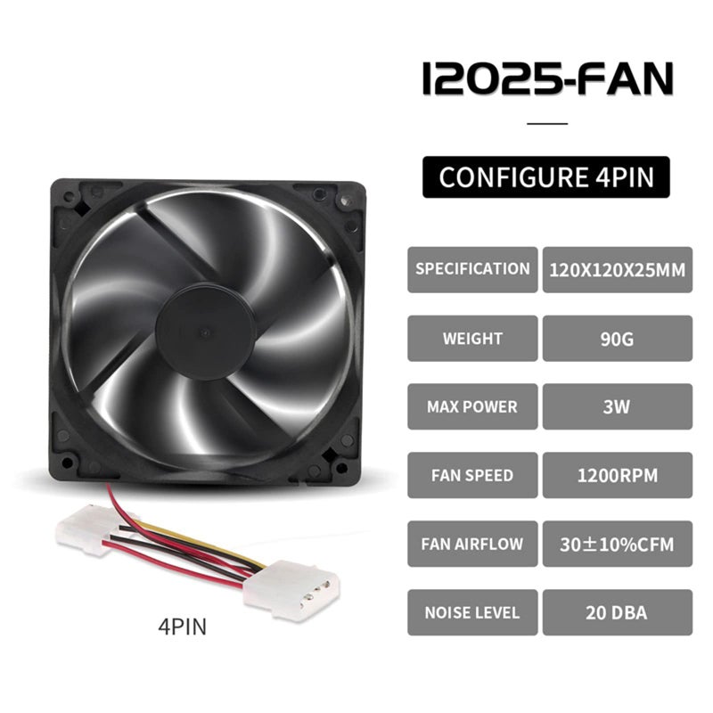 120x120x25mm 12cm PC Case Fan 12V Brushless Cooling Big 4p 4PIN 3PIN Computer Cooler - Image 4