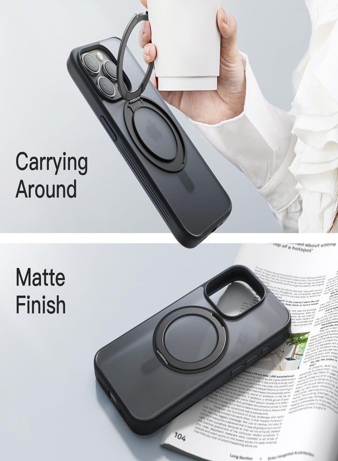 جي تيك جراب JETech الحلقي الدوار 360 درجة لهاتف iPhone 15 Pro Max مقاس 6.7 بوصة متوافق مع MagSafe، غطاء هاتف نحيف مقاوم للصدمات مع حامل وحلقة تثبيت (أسود تيتانيوم) - Image 5