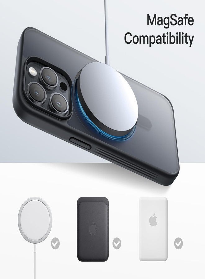 جي تيك جراب JETech الحلقي الدوار 360 درجة لهاتف iPhone 15 Pro Max مقاس 6.7 بوصة متوافق مع MagSafe، غطاء هاتف نحيف مقاوم للصدمات مع حامل وحلقة تثبيت (أسود تيتانيوم) - Image 4