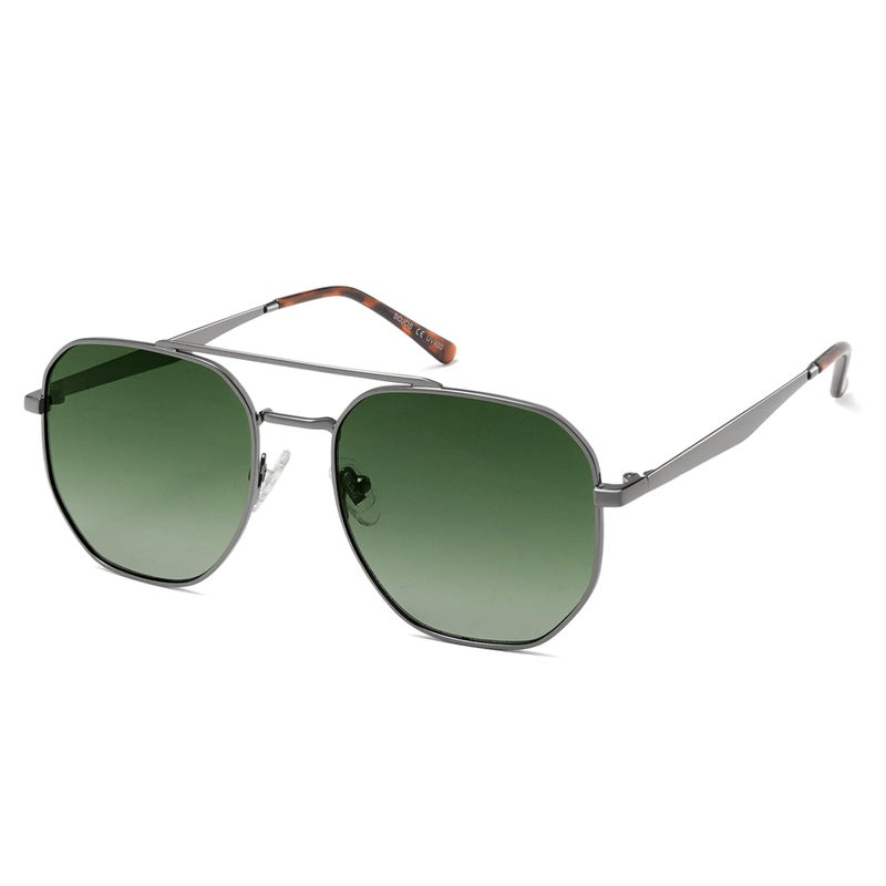 SOJOS Classic Square Aviator Sunglasses for Women Men Retro Hexagon UV400 Protection Shades SJ1222, Grey/Gradient Green - Image 1