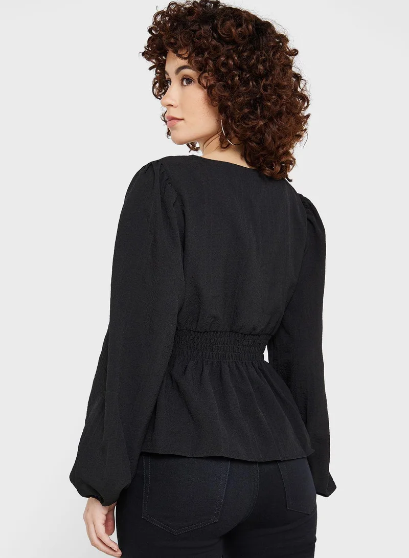 اتش اند ام Ruched Waist Surplice Neck Top