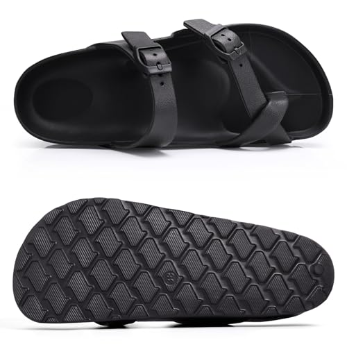 Goosecret Women's Platform Sandals with Arch Support Comfortable Foam Slides Summer Beach Sandals with Adjustable Buckle Black, 38 - Image 3