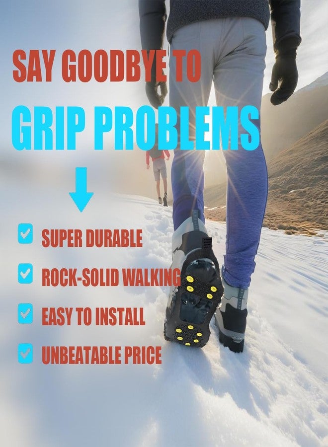 HoFire Ice Cleats for Shoes and Boots, Ice Snow Traction Cleats Grippers, Non Slip Shoe Ice Grippers,10 Steel Rubber Spikes Crampons Anti Easy Slip Studs Crampons Slip-on Stretch Footwear(Black, XL) - Image 3