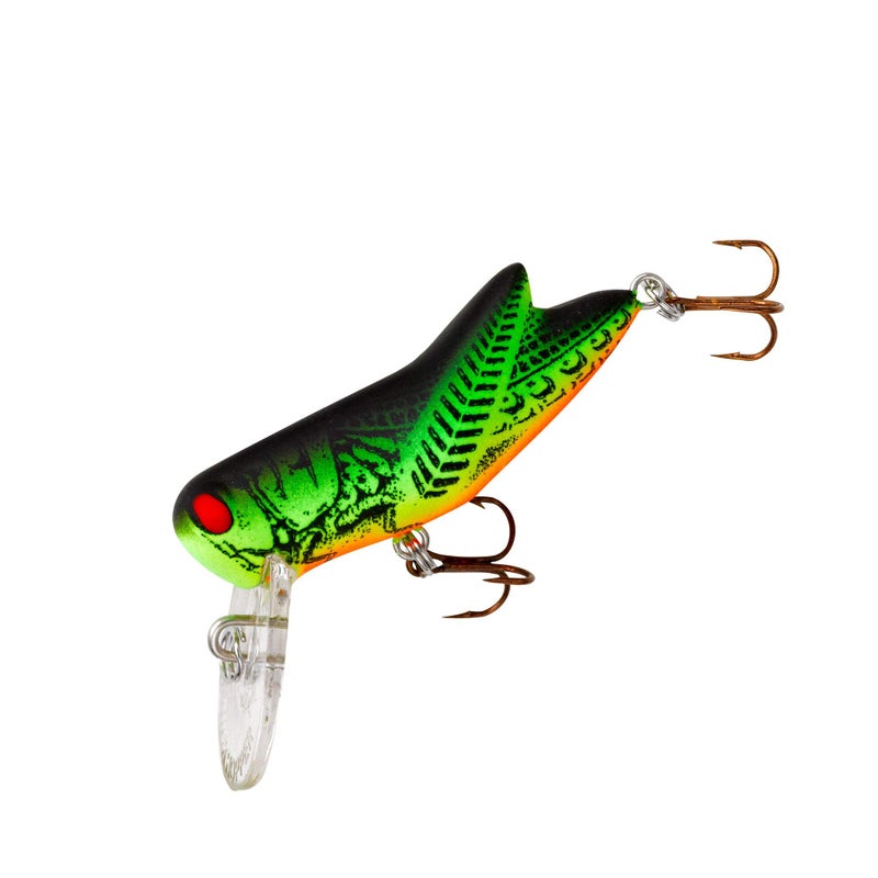 Rebel Lures Crickhopper Cricket / Grasshopper Crankbait Fishing Lure, 1 1/2 Inch, 1/4 Ounce, Fire Tiger, Crickhopper (3/32 oz) - Image 1