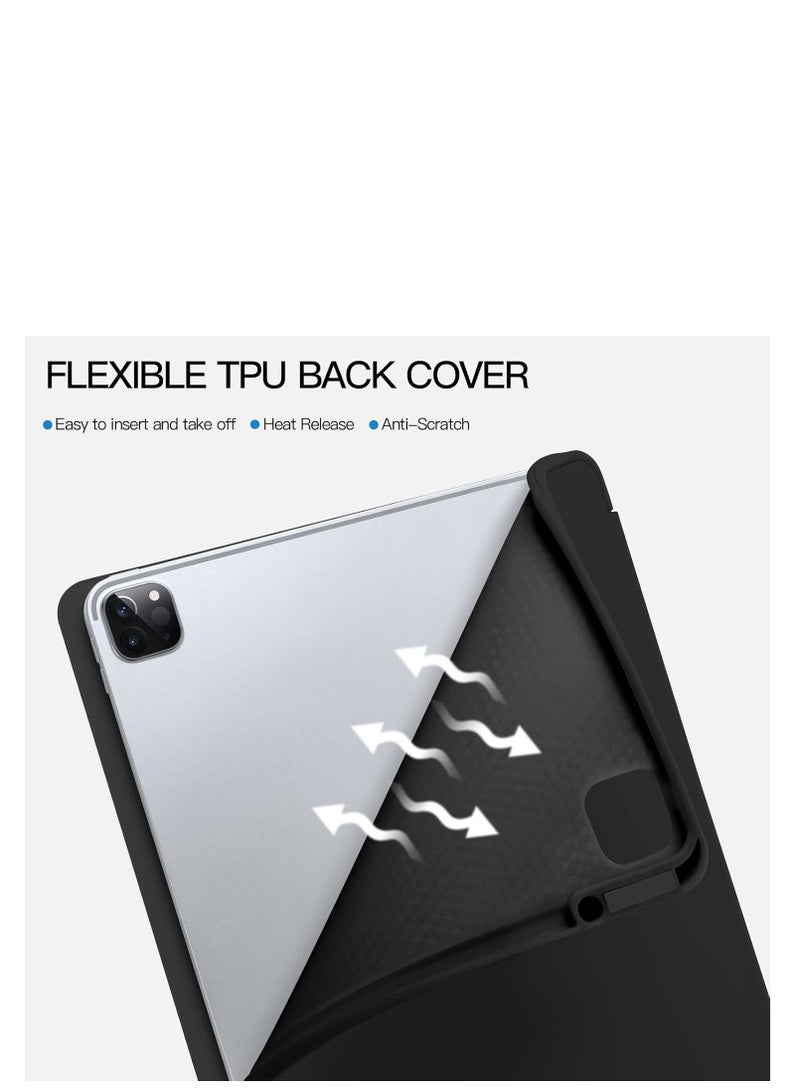 Case for iPad Pro 12.9 Case 6th/5th/4th/3rd Generation, TPU Flexible Back Cover with Pencil Holder for iPad 12.9 Pro 2022/2021/2020/2018, Support Pencil 2 Charging, Black - Image 2
