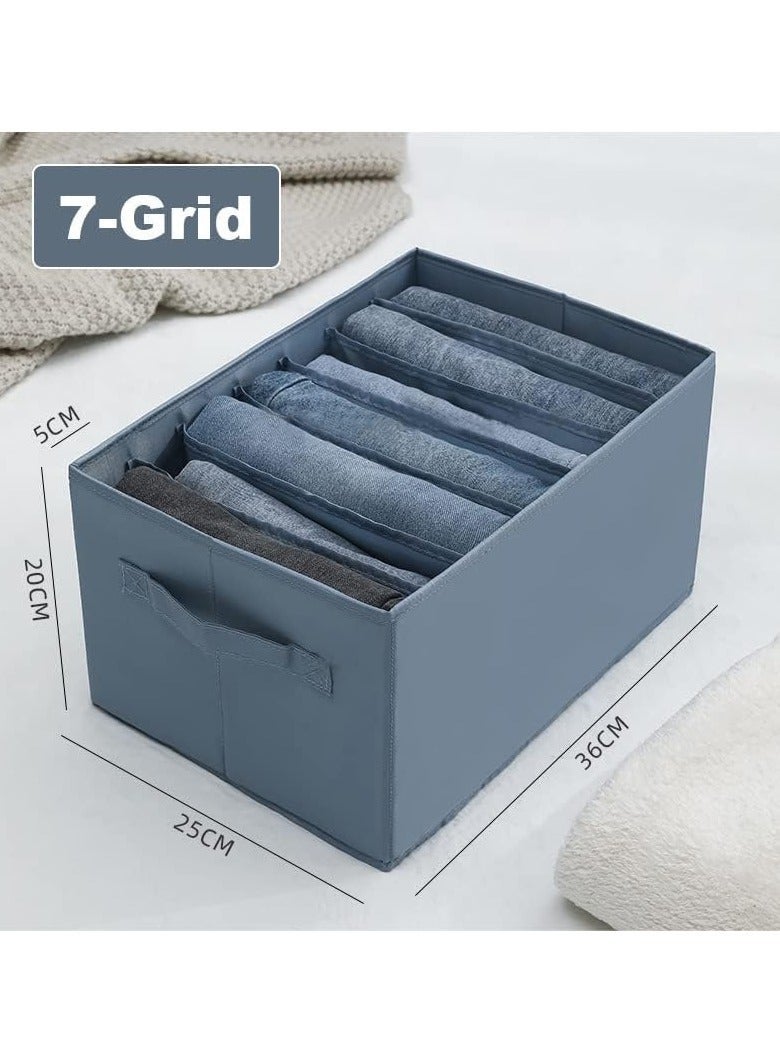 DUNISO 2 Pcs Wardrobe Clothes Organizer Jeans Organizer For Closet, Premium Drawer Organizer For Folded Clothes, Upgraded Foldable Closet Drawer Organizers(7 Grids, 36*25*20cm) - Image 3