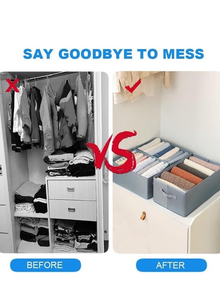 DUNISO 2 Pcs Wardrobe Clothes Organizer Jeans Organizer For Closet, Premium Drawer Organizer For Folded Clothes, Upgraded Foldable Closet Drawer Organizers(7 Grids, 36*25*20cm) - Image 5