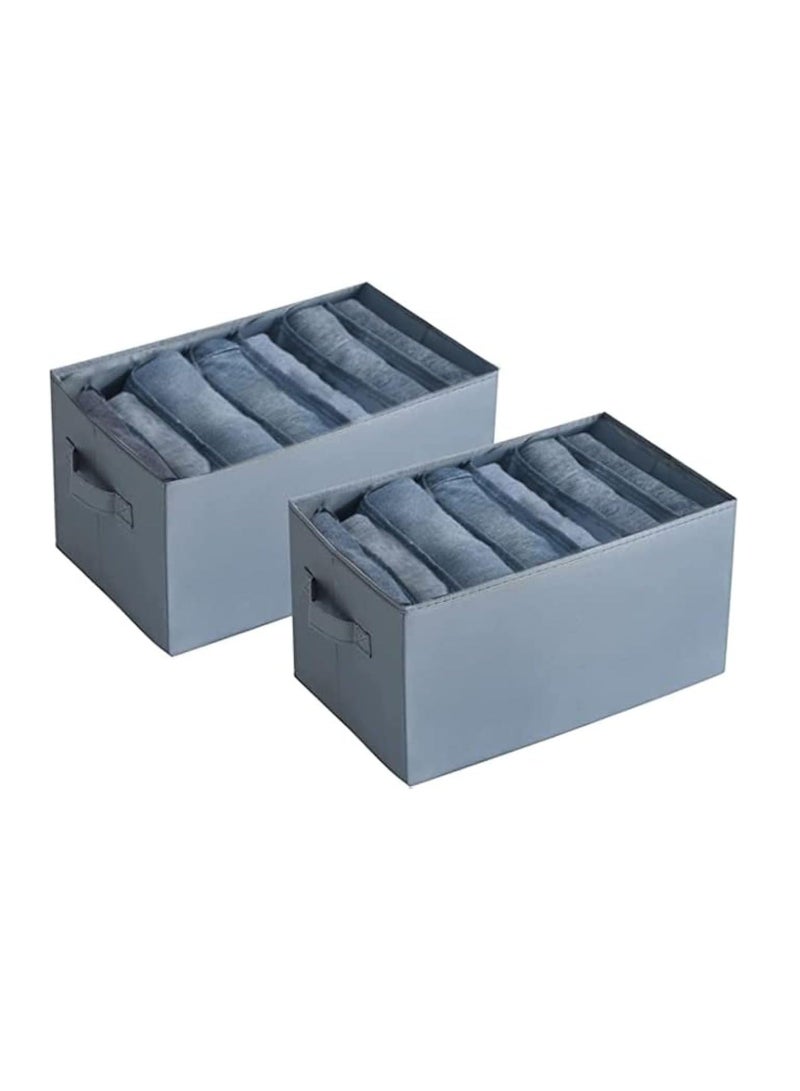 DUNISO 2 Pcs Wardrobe Clothes Organizer Jeans Organizer For Closet, Premium Drawer Organizer For Folded Clothes, Upgraded Foldable Closet Drawer Organizers(7 Grids, 36*25*20cm) - Image 2