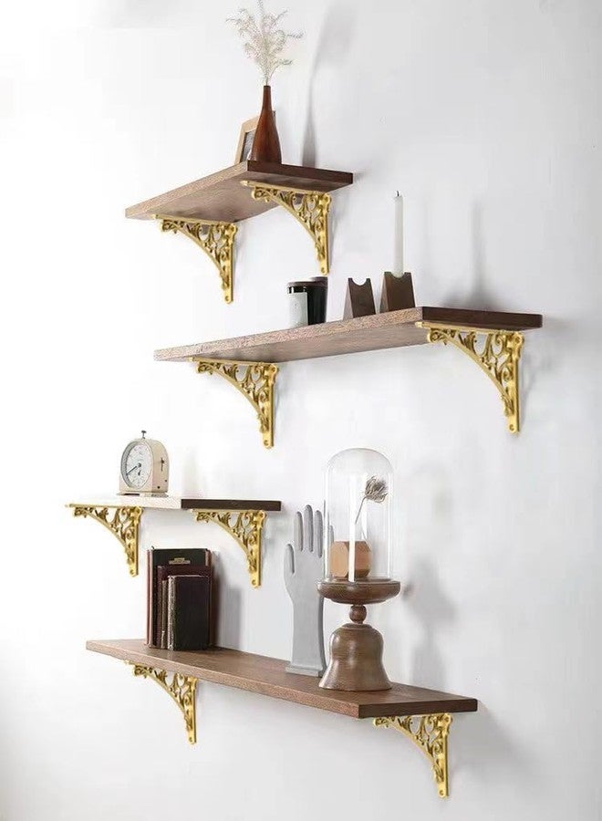 CABDM Wall Mount Shelf Bracket 6 inch, Decorative Brackets for Shelving, Heavy Duty Vintage, DIY Projects, Hardware Included, 4 Pack, Gold Finish, 5.9x4.17x1.73 inch,Baroque Style - Image 5