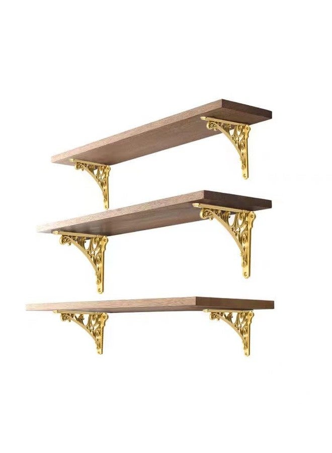 CABDM Wall Mount Shelf Bracket 6 inch, Decorative Brackets for Shelving, Heavy Duty Vintage, DIY Projects, Hardware Included, 4 Pack, Gold Finish, 5.9x4.17x1.73 inch,Baroque Style - Image 4