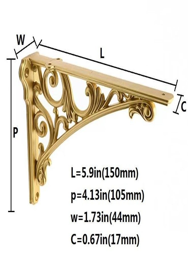 CABDM Wall Mount Shelf Bracket 6 inch, Decorative Brackets for Shelving, Heavy Duty Vintage, DIY Projects, Hardware Included, 4 Pack, Gold Finish, 5.9x4.17x1.73 inch,Baroque Style - Image 3