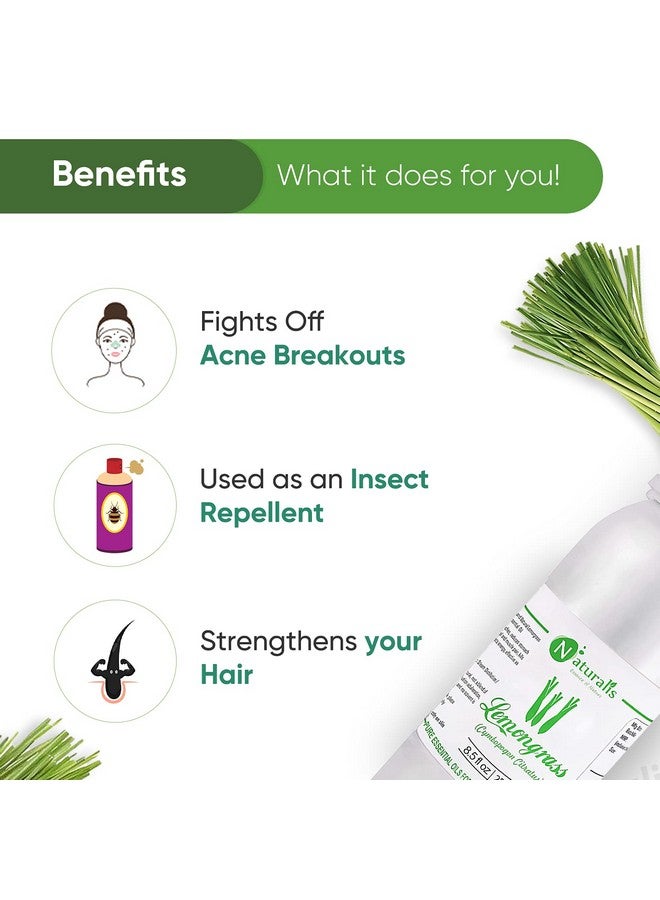 Naturalis Essence Of Nature Lemongrass Essential Oil 100% Undiluted Pure And Natural Therapeutic Grade For Skin, Hair Care, Insect Repellant And Aromatherapy -250Ml - Image 3