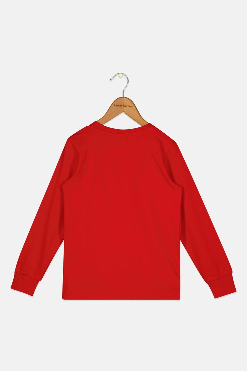Hamleys تي شيرت طويل الأكمام بنات للأطفال بطباعة جرافيك، أحمر - Image 3