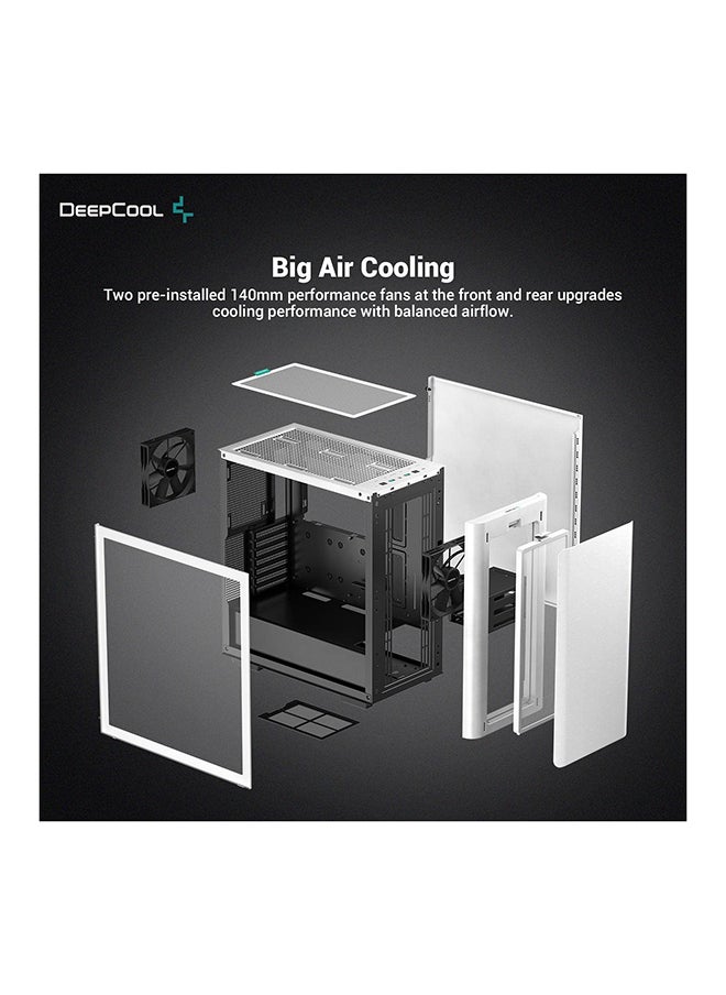 DEEPCOOL DeepCool CK500 WH Mid-Tower ATX Case, Full Size Tempered Glass Window, Two Pre-Installed 140mm Fans with Airflow, E-ATX Motherboard Support, Front I/O USB Type-C, White  - Image 4