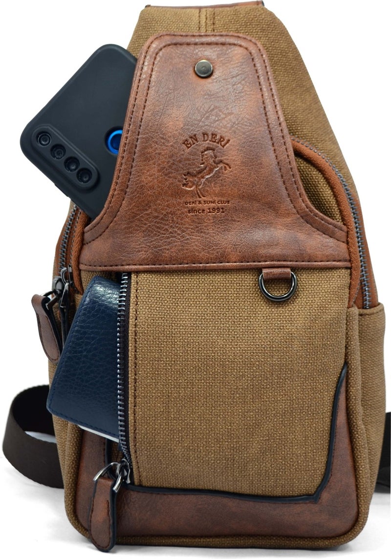 EN Deri EN Leather Phone Wallet Compartment Headphone Output Crossbody Chest and Shoulder Bag  - Image 5