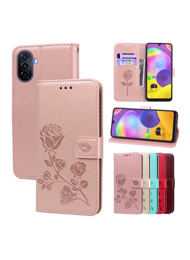 اس-توب جراب لهاتف Huawei nova Y70 / Y70 Plus، جراب هاتف من جلد البولي يوريثان منقوش باللون الوردي - Image 1