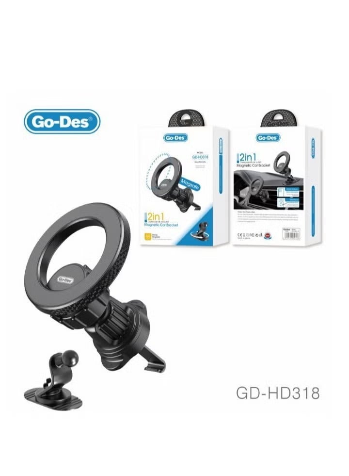 GO-DES 2 in 1 Magnetic Car Holder GD-HD318 - Image 1
