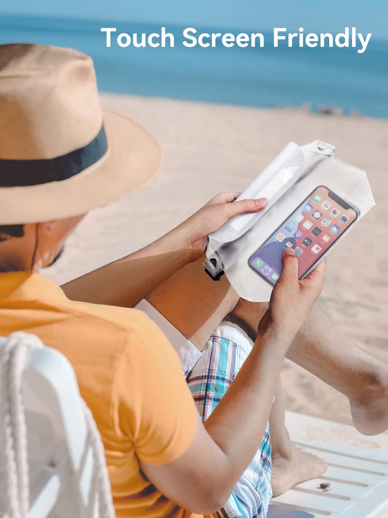 HEETA 2-Pack Waterproof Pouch with Waist Strap, Screen Touchable Dry Bag with Adjustable Belt for Phone Valuables for Kayaking Swimming Snorkeling Boating Fishing Surfing Beach (Black & White) - Image 3