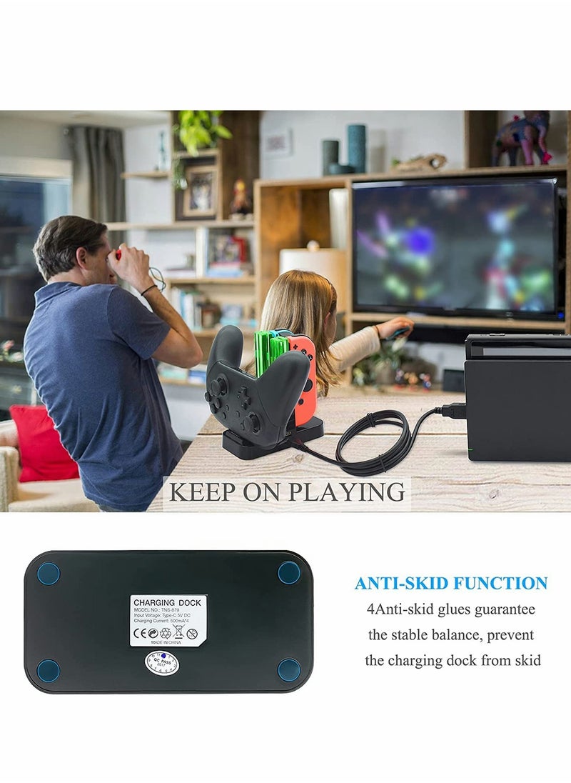 Charging Dock Station 4 In 1 for Nintendo Switch Compatible With Nintendo Switch Joycon Controller With Type-c USB Cable Safe for Switch Handle Colorful Four-charge Switch Light Column Charger