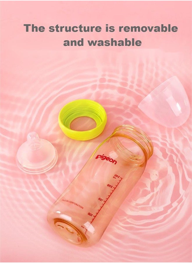 Pigeon PPSU Baby Bottle, Wide Neck, Streamlined Body, Natural Feel, Easy To Clean, Heat-Resistant 240ml, Over 6 Months