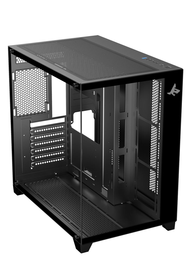 SHARX SHARX CASE PROFIN ATX Min-Tower Gaming PC Case (XI700B), With 7X 120mm Pre-Installed  ARGB Fans, and Controller,  Tempered Glass,  I/O (Ports Type C*1 Dongle / USB3.0 *1 / USB2.0 *2 / Buttons Power/Reset), (Black)  - Image 3