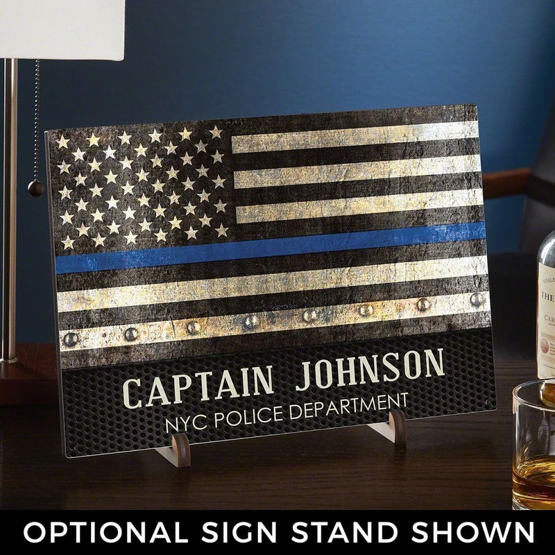 HomeWetBar Custom Police Wooden Sign  Courage and Honor Thin Blue Line Sign - Image 4