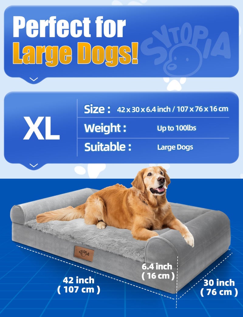 Sytopia Chew Proof Dog Bed 42 Inch Orthopedic for Large Dogs, Indestructible Dog Bed Washable Extra Large Pet Bed with Removable Cover and Anti-Slip Bottom - XL - Image 5