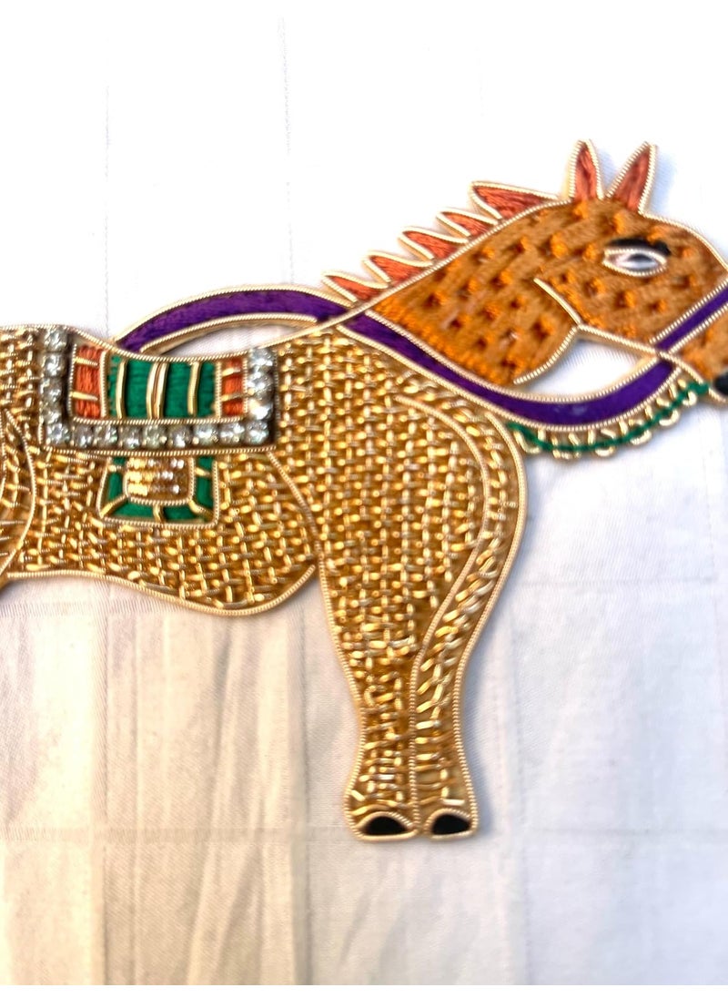 Generic Beautiful Jardozi Embroydery Horse Patch for Wedding Dress Blouses Party Diwali Festivals  - Image 4