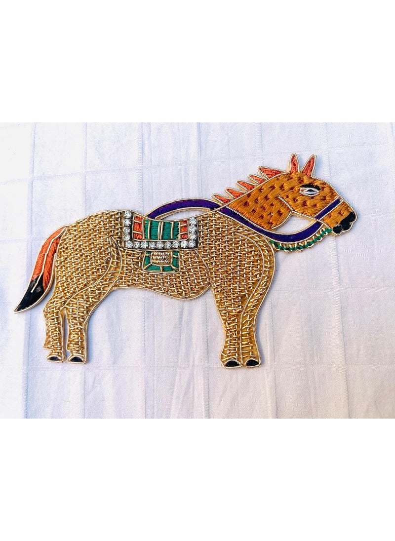 Generic Beautiful Jardozi Embroydery Horse Patch for Wedding Dress Blouses Party Diwali Festivals  - Image 3