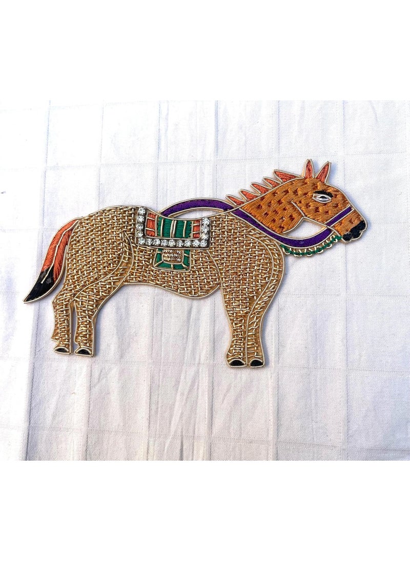 Generic Beautiful Jardozi Embroydery Horse Patch for Wedding Dress Blouses Party Diwali Festivals  - Image 2