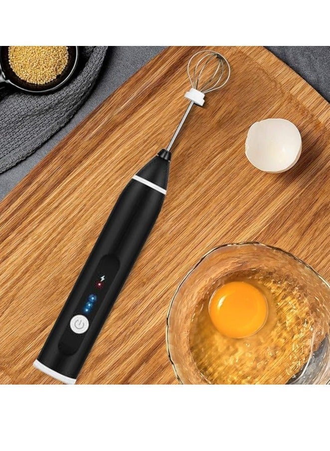 Milk frother handheld, rechargeable electric mixer for coffee drink, foam bread maker, 3 speed adjustable hand held mixer for mini whisk, cappuccino latte hot chocolate (black) - Image 4