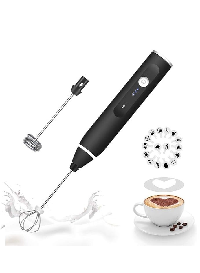 Milk frother handheld, rechargeable electric mixer for coffee drink, foam bread maker, 3 speed adjustable hand held mixer for mini whisk, cappuccino latte hot chocolate (black) - Image 3