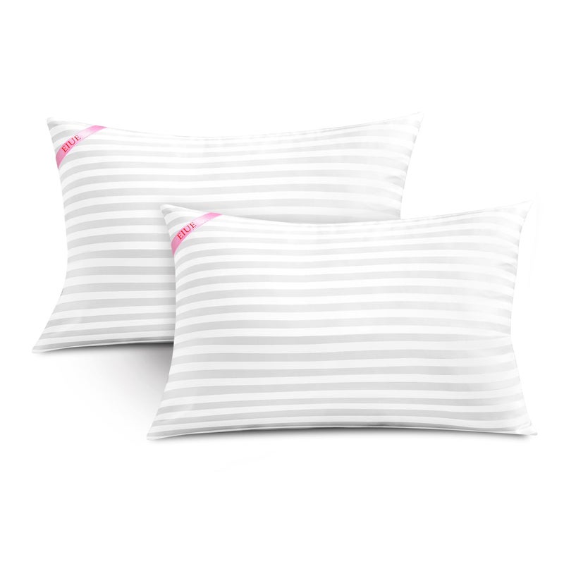 EIUE Premium Stripe Pillow Cores - 12x20 Inch, Dual Fill, Washable, Vacuum Packed 2-Pack - Image 1