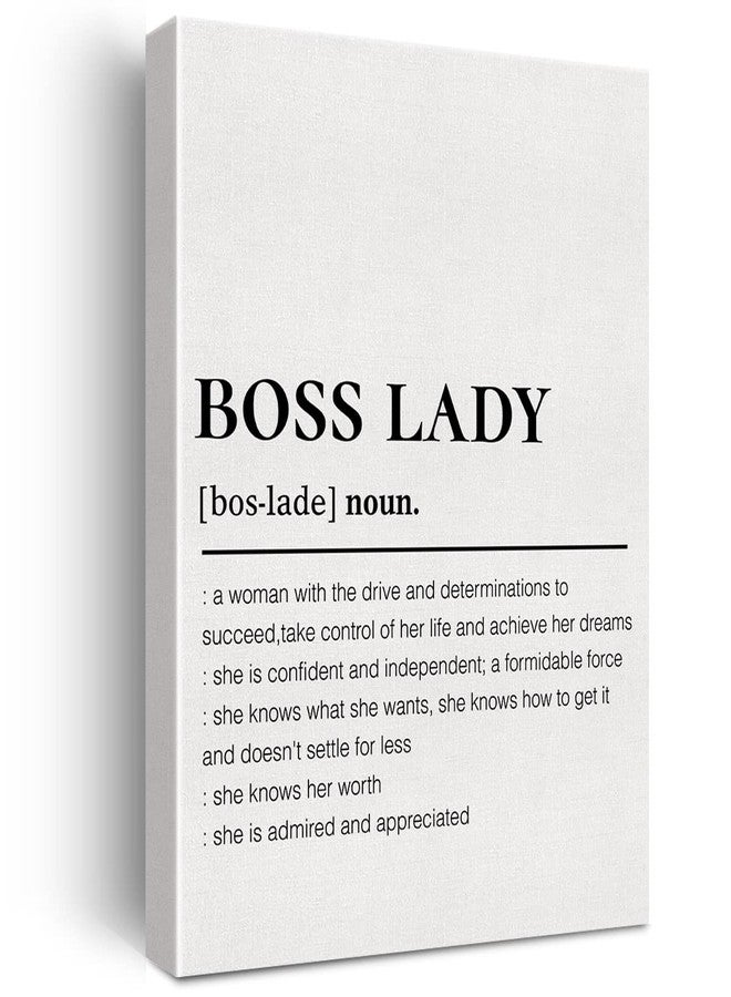 JerLoe Boss Lady Canvas Wall Art Motivational Girl Boss Definition Canvas Print Painting Office Home Wall Decor Framed Mentor Gift 12x15 Inch - Image 1