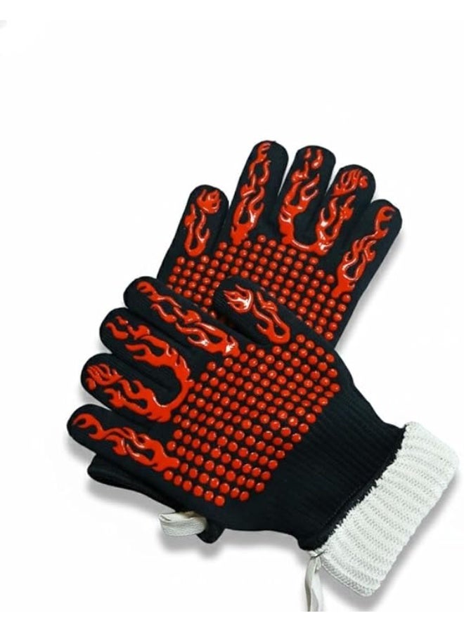 Spaceshoop BBQ Cooking Protection Glove Extreme Heat Resistance Non Slip Grilling and Baking Glove with Silicone Flame Grip Single Black - Image 1