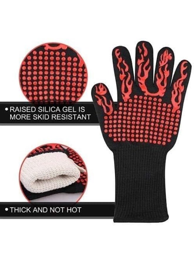 Spaceshoop BBQ Cooking Protection Glove Extreme Heat Resistance Non Slip Grilling and Baking Glove with Silicone Flame Grip Single Black - Image 3