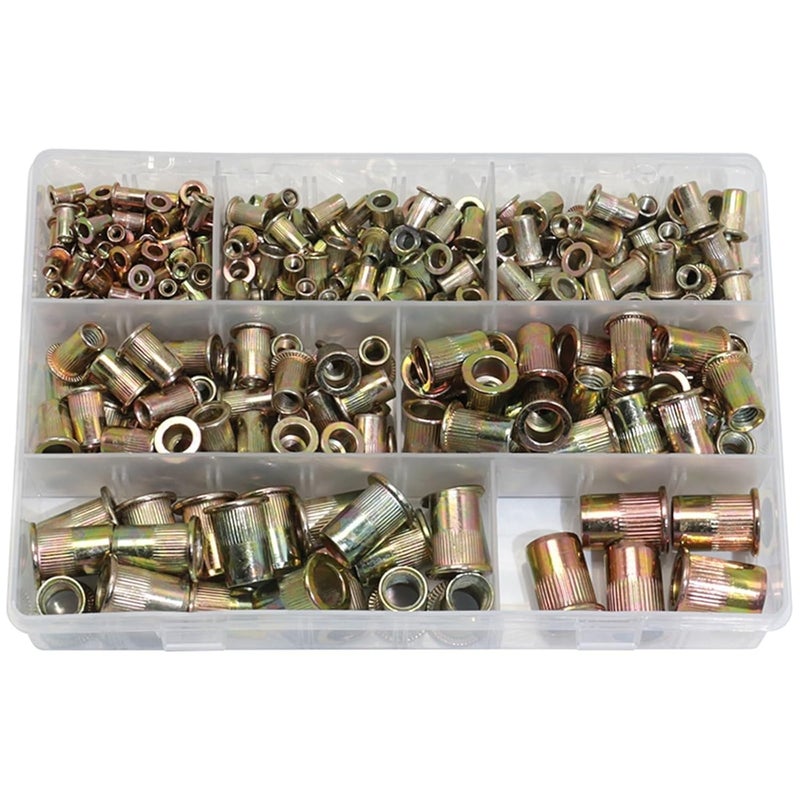 300pcs Rivet Nuts Threaded Rivets Insert Sleeve Nut M3 M4 M5 M6 M8 M10 M12 Zinc Plated Carbon Steel Rivnut with Box - Image 5