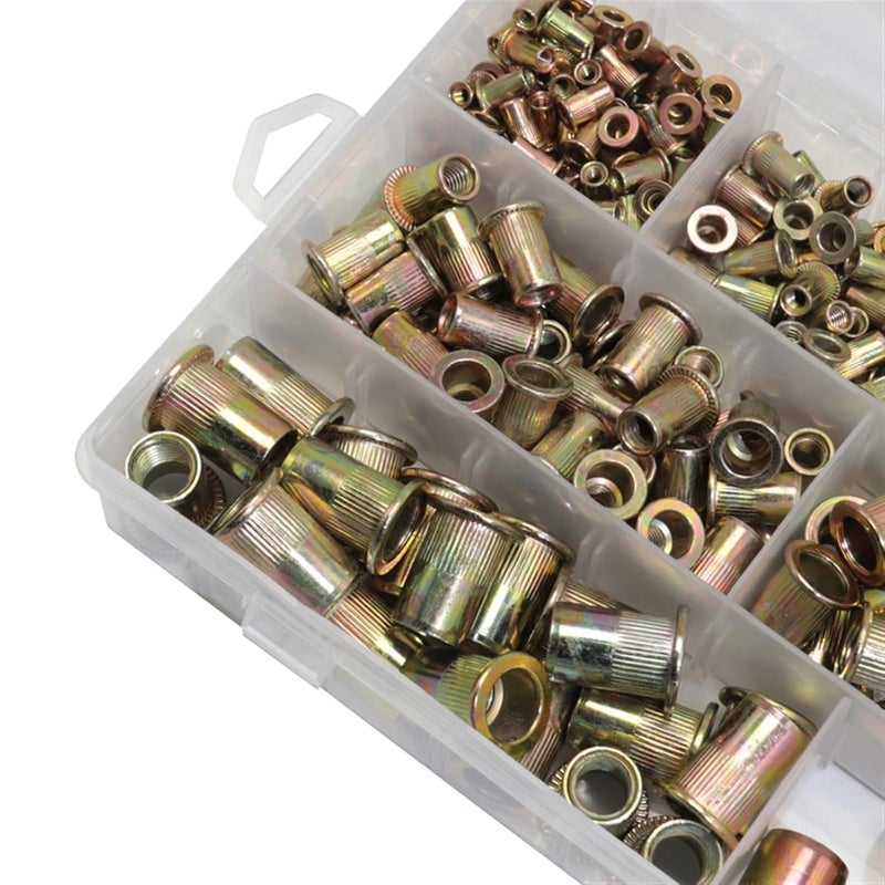 300pcs Rivet Nuts Threaded Rivets Insert Sleeve Nut M3 M4 M5 M6 M8 M10 M12 Zinc Plated Carbon Steel Rivnut with Box - Image 4