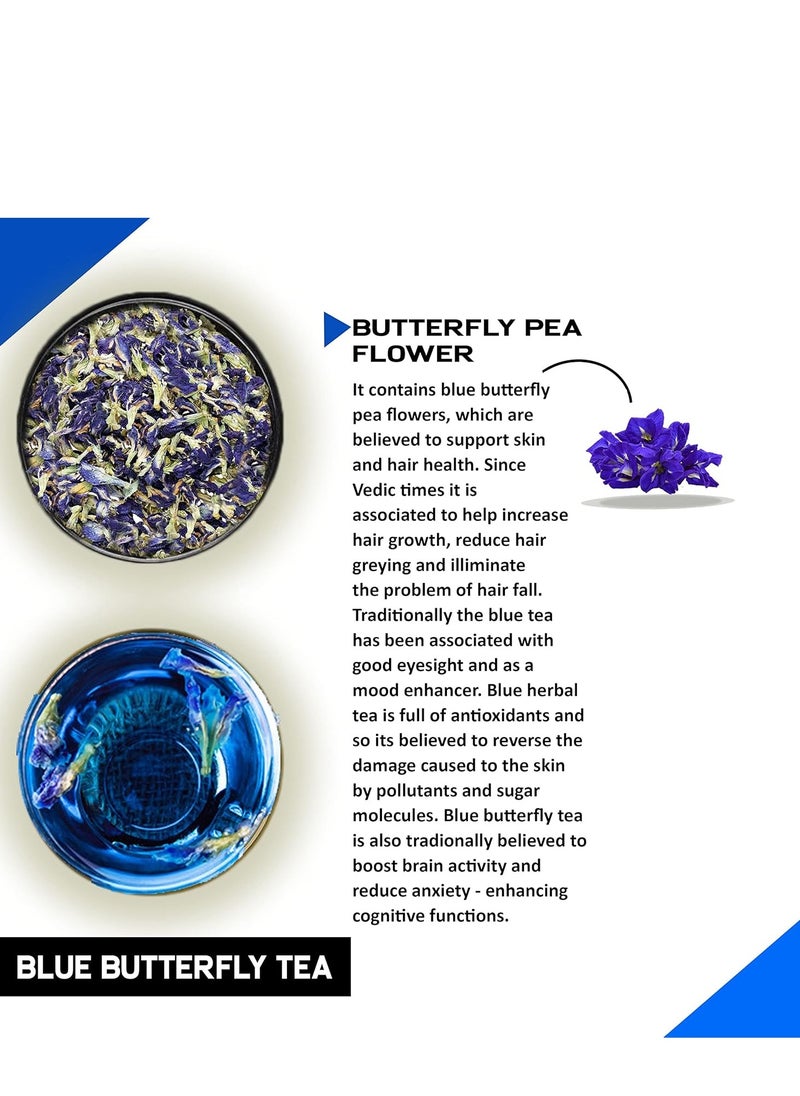 TEACURRY - TEACURRY Blue Butterfly Pea Flower Tea- 10 Grams + 20 Drinks | Helps in Skin Glow, Hair Growth, Eyesight, Mood Enhance | Vegan | Imported from Indonesia - Image 1