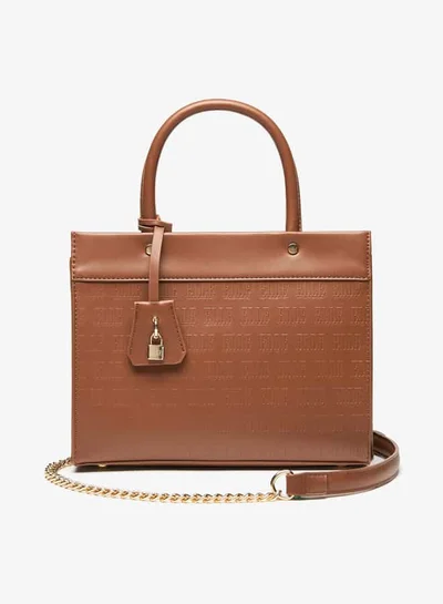 ايل Women Monogram Embossed Tote Bag with Top Handles and Zip Closure