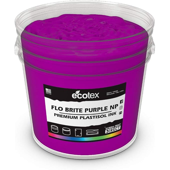 Ecotex Fluorescent Brite Purple Ink for Screen Printing Non Phthalate Formula Pint - 16 oz.