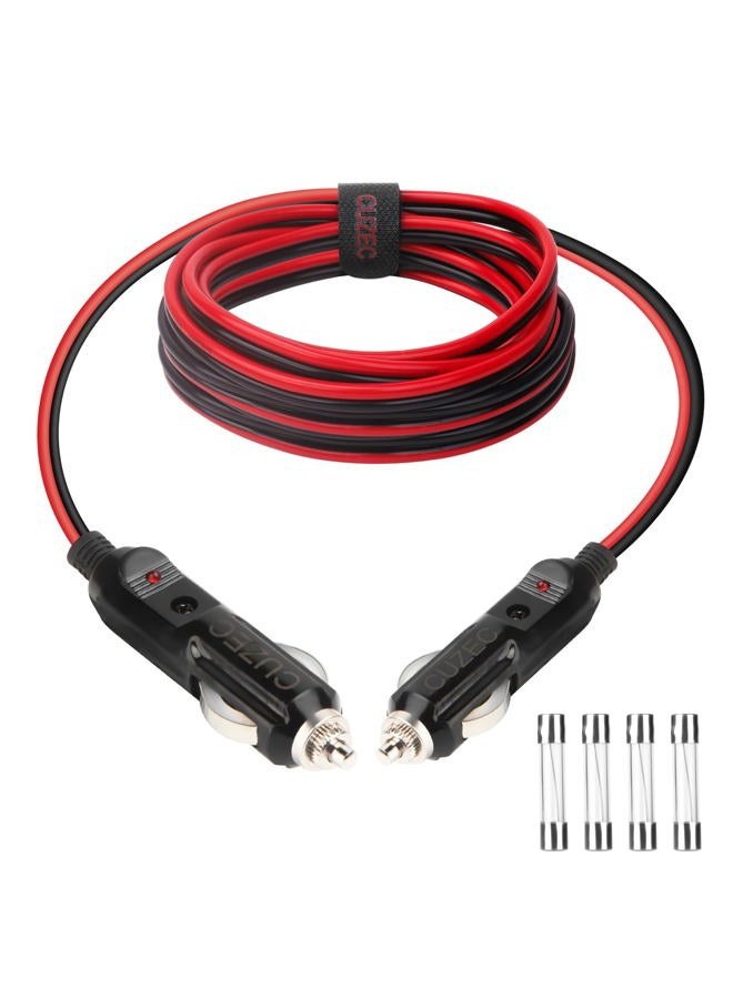 CUZEC Heavy-Duty 15A 4.9ft / 1.5m 16 AWG Male to Male Cigarette Lighter Plug Charger Cord with LED Indicator and 15A Fuse Protection on Both Plugs (CU10140B) - Image 1