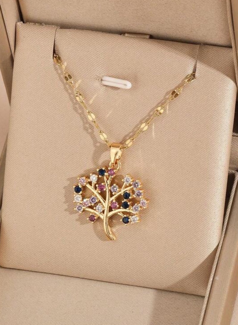 إيكوال سلسال نسائي أنيق من الاستانلس ستيل مطلي باللون الذهبي - Image 2