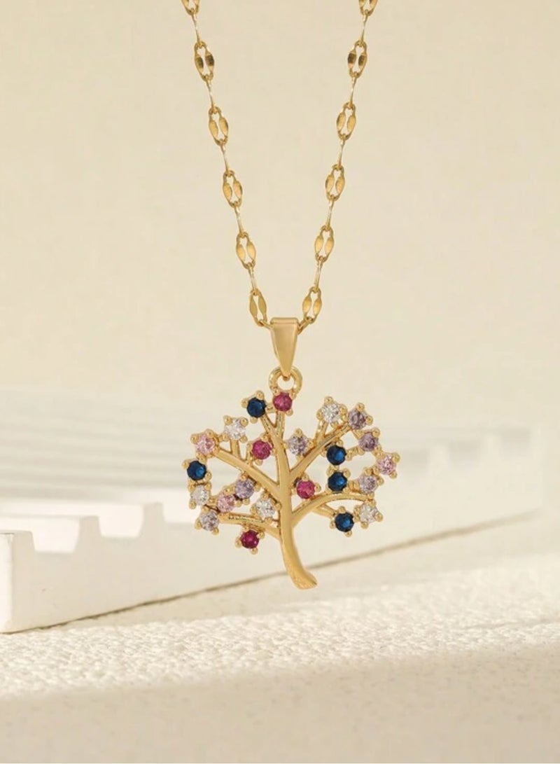 إيكوال سلسال نسائي أنيق من الاستانلس ستيل مطلي باللون الذهبي - Image 1